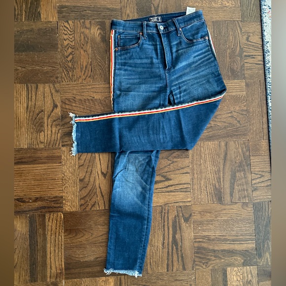 Abercrombie and Fitch racing stripe, Simone high rise, ankle jeans - Picture 1 of 5